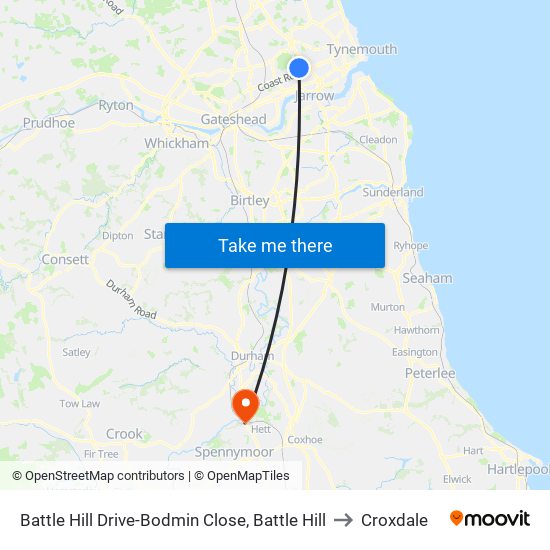 Battle Hill Drive-Bodmin Close, Battle Hill to Croxdale map