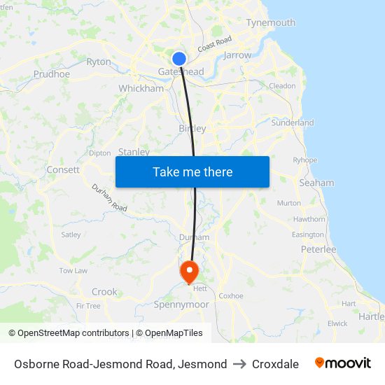 Osborne Road-Jesmond Road, Jesmond to Croxdale map