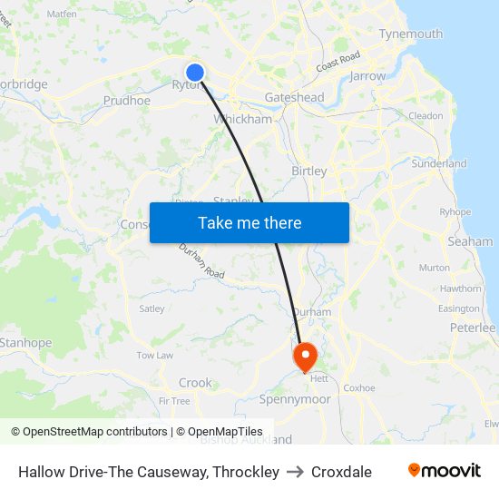 Hallow Drive-The Causeway, Throckley to Croxdale map