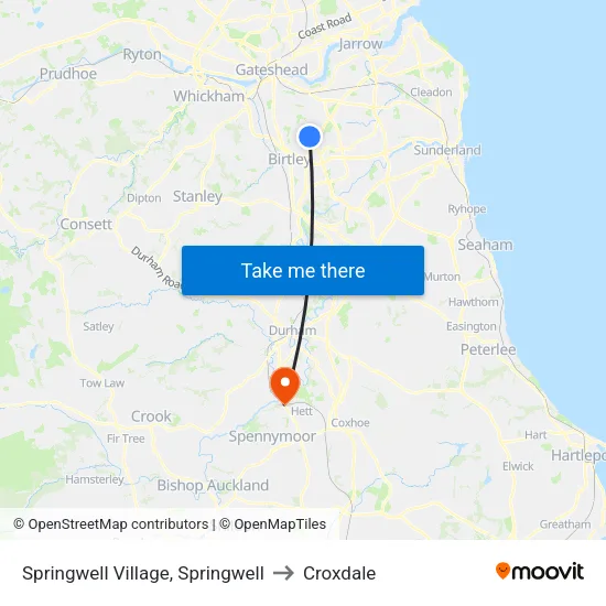 Springwell Village, Springwell to Croxdale map