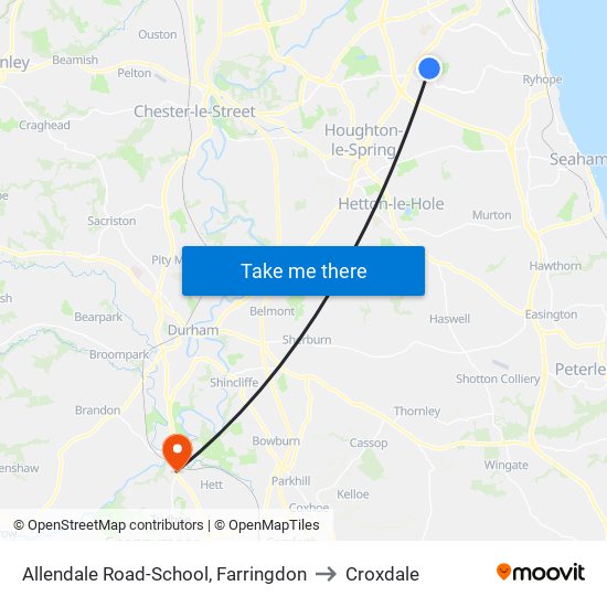 Allendale Road-School, Farringdon to Croxdale map