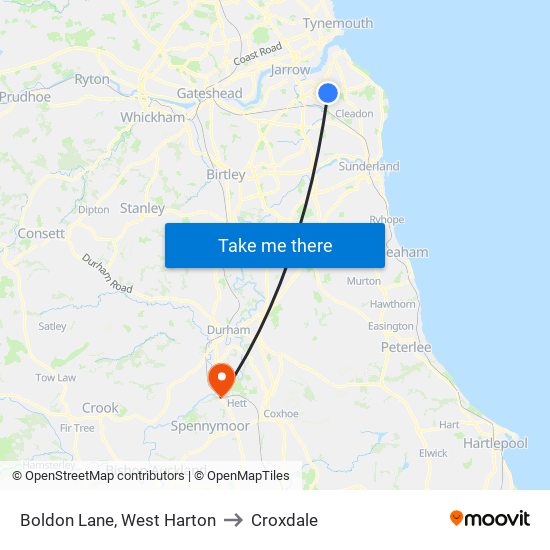 Boldon Lane, West Harton to Croxdale map