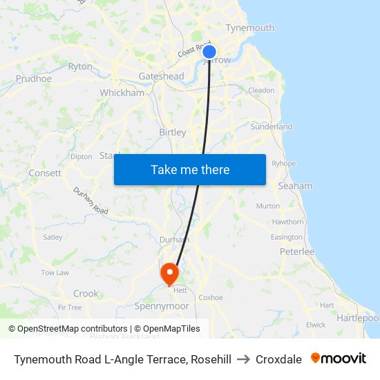 Tynemouth Road L-Angle Terrace, Rosehill to Croxdale map