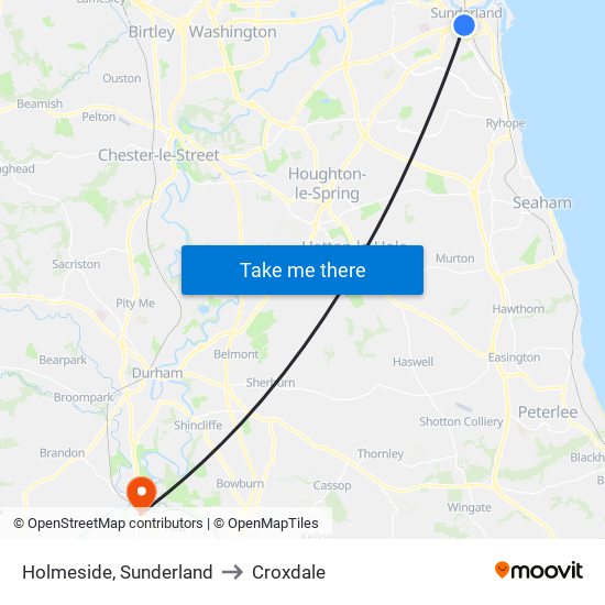 Holmeside, Sunderland to Croxdale map