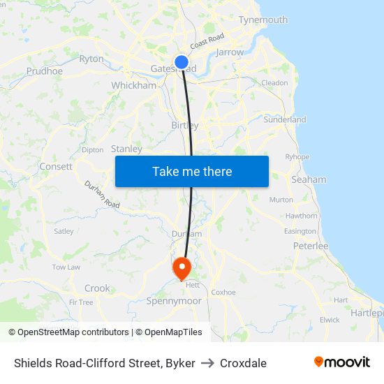 Shields Road-Clifford Street, Byker to Croxdale map