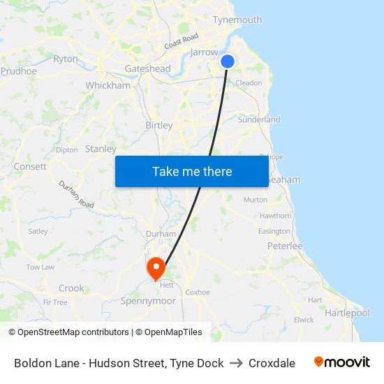 Boldon Lane - Hudson Street, Tyne Dock to Croxdale map