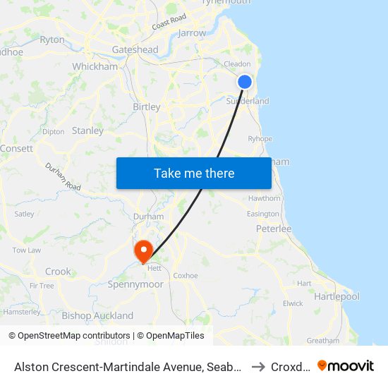 Alston Crescent-Martindale Avenue, Seaburn Dene to Croxdale map