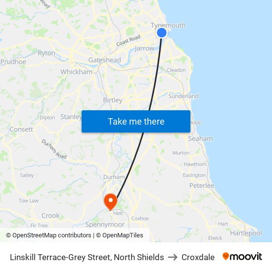 Linskill Terrace-Grey Street, North Shields to Croxdale map