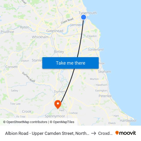 Albion Road - Upper Camden Street, North Shields to Croxdale map