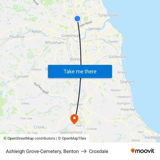 Ashleigh Grove-Cemetery, Benton to Croxdale map