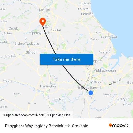 Penyghent Way, Ingleby Barwick to Croxdale map