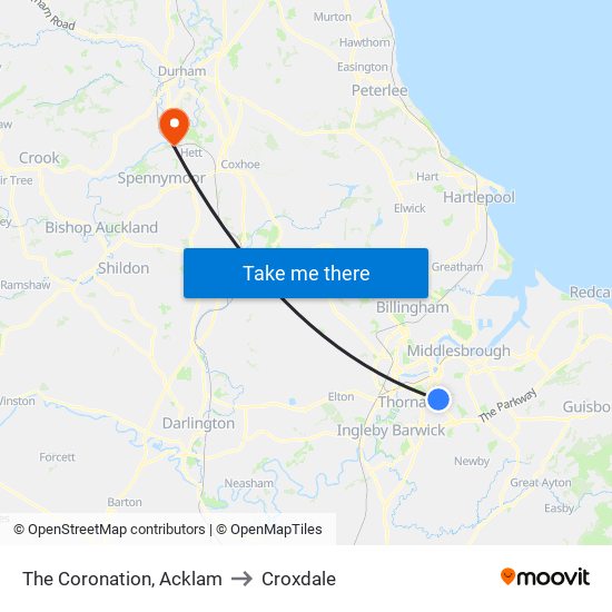 The Coronation, Acklam to Croxdale map