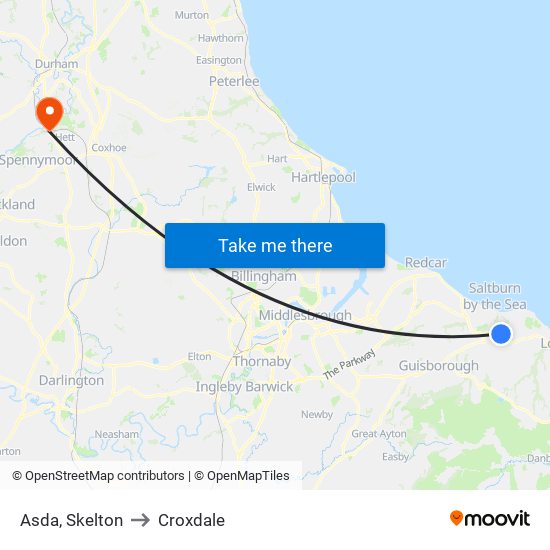 Asda, Skelton to Croxdale map