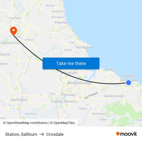 Station, Saltburn to Croxdale map