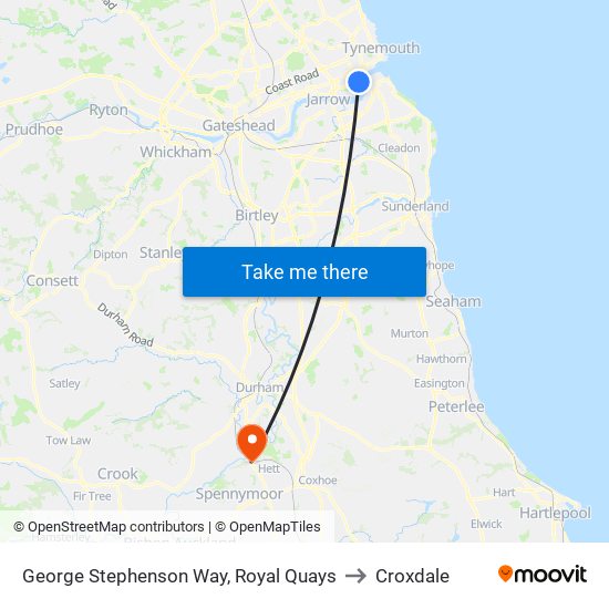 George Stephenson Way, Royal Quays to Croxdale map