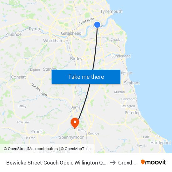 Bewicke Street-Coach Open, Willington Quay to Croxdale map