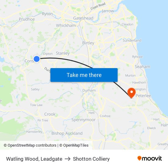 Watling Wood, Leadgate to Shotton Colliery map