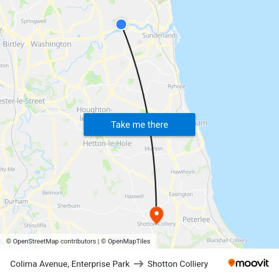 Colima Avenue, Enterprise Park to Shotton Colliery map