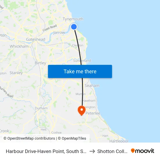 Harbour Drive-Haven Point, South Shields to Shotton Colliery map