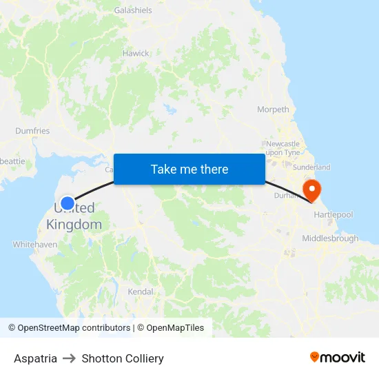 Aspatria to Shotton Colliery map