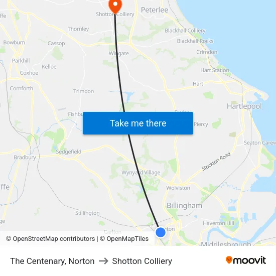 The Centenary, Norton to Shotton Colliery map