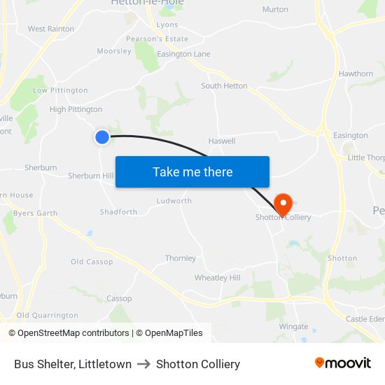 Bus Shelter, Littletown to Shotton Colliery map