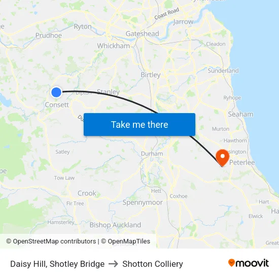 Daisy Hill, Shotley Bridge to Shotton Colliery map