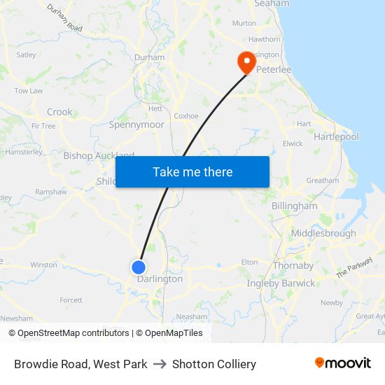 Browdie Road, West Park to Shotton Colliery map