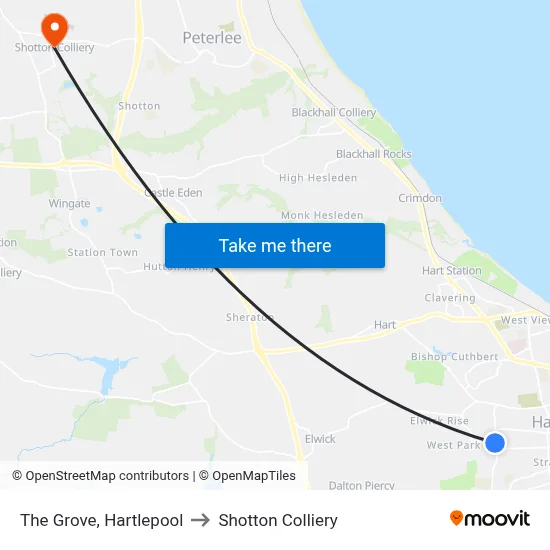 The Grove, Hartlepool to Shotton Colliery map