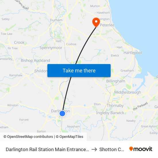 Darlington Rail Station Main Entrance, Darlington to Shotton Colliery map