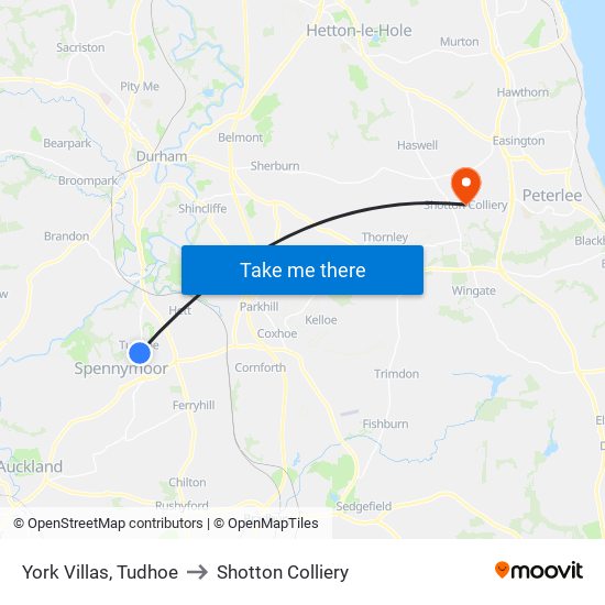 York Villas, Tudhoe to Shotton Colliery map