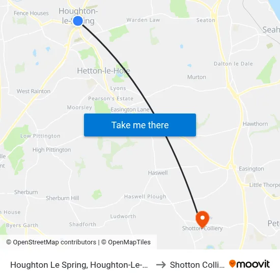 Houghton Le Spring, Houghton-Le-Spring to Shotton Colliery map