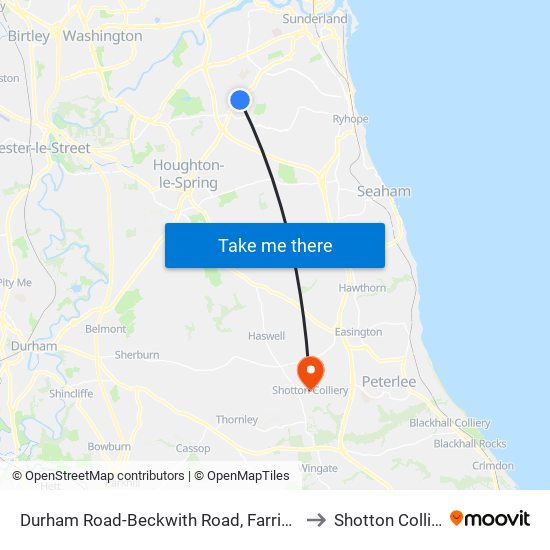 Durham Road-Beckwith Road, Farringdon to Shotton Colliery map