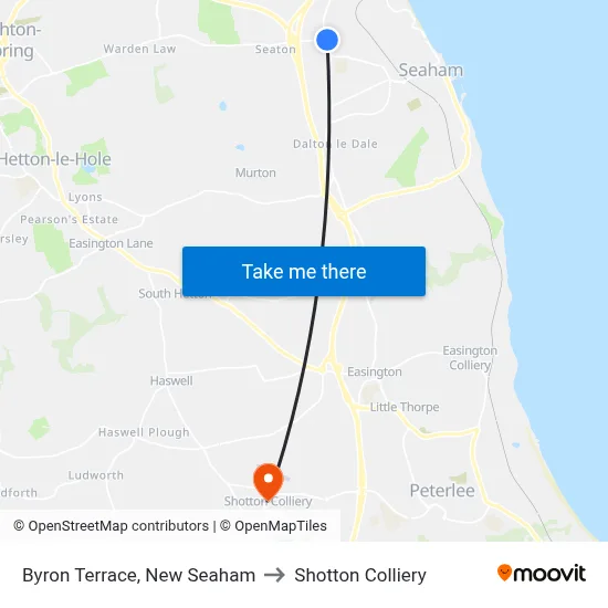 Byron Terrace, New Seaham to Shotton Colliery map