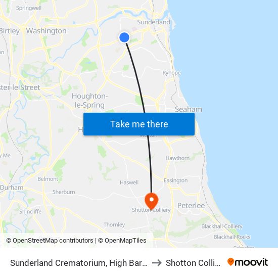 Sunderland Crematorium, High Barnes to Shotton Colliery map