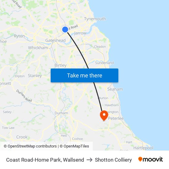 Coast Road-Home Park, Wallsend to Shotton Colliery map