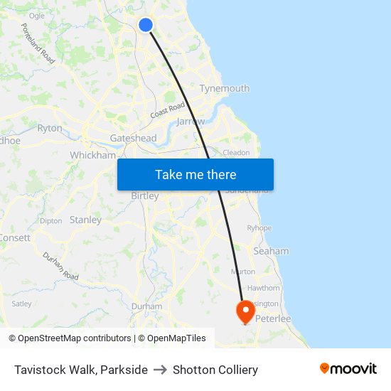 Tavistock Walk, Parkside to Shotton Colliery map