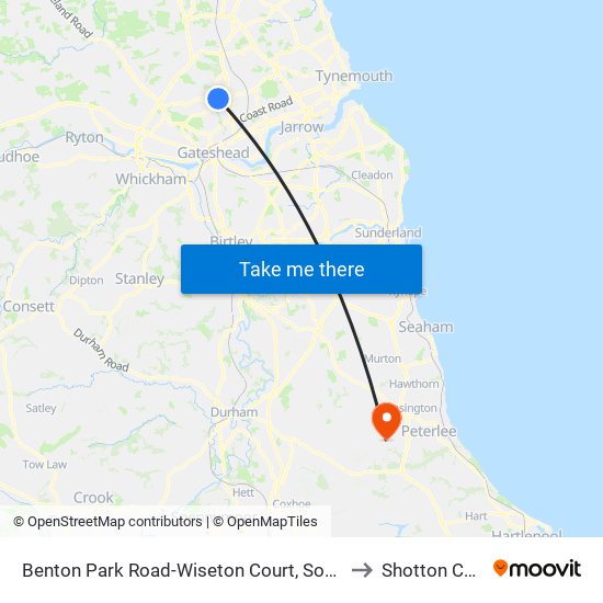 Benton Park Road-Wiseton Court, South Gosforth to Shotton Colliery map