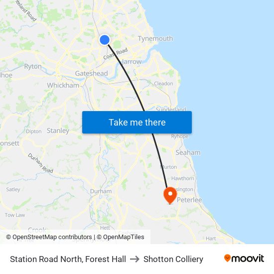 Station Road North, Forest Hall to Shotton Colliery map