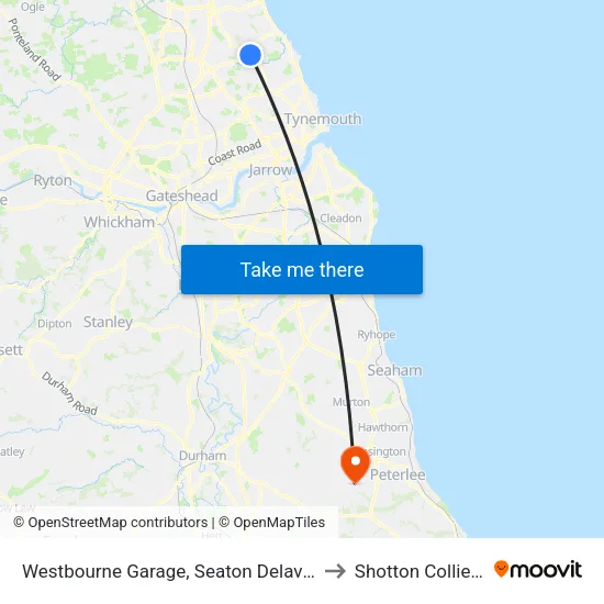 Westbourne Garage, Seaton Delaval to Shotton Colliery map