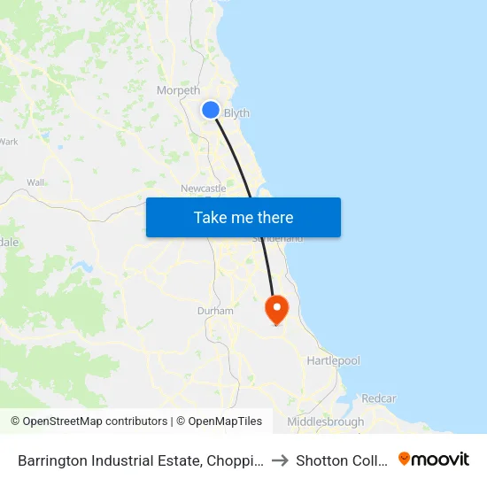 Barrington Industrial Estate, Choppington to Shotton Colliery map