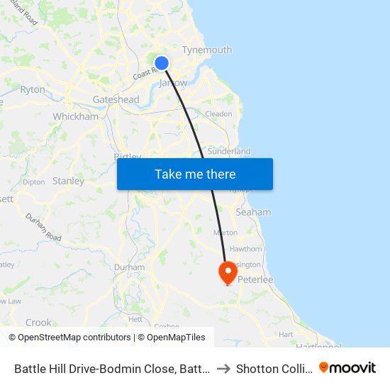 Battle Hill Drive-Bodmin Close, Battle Hill to Shotton Colliery map