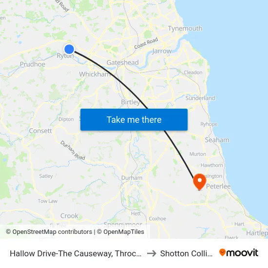 Hallow Drive-The Causeway, Throckley to Shotton Colliery map