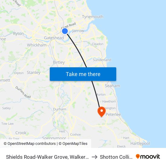 Shields Road-Walker Grove, Walkergate to Shotton Colliery map