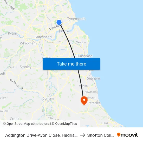 Addington Drive-Avon Close, Hadrian Park to Shotton Colliery map