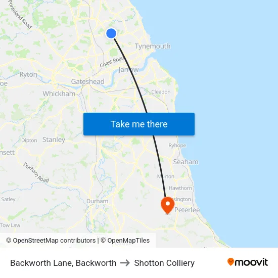 Backworth Lane, Backworth to Shotton Colliery map