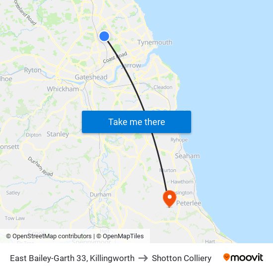 East Bailey-Garth 33, Killingworth to Shotton Colliery map