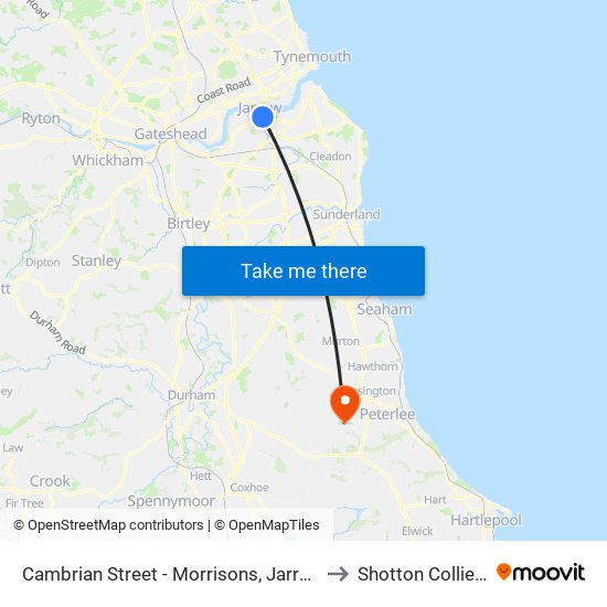 Cambrian Street - Morrisons, Jarrow to Shotton Colliery map