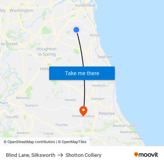 Blind Lane, Silksworth to Shotton Colliery map