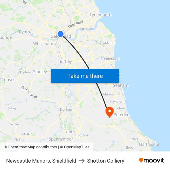 Newcastle Manors, Shieldfield to Shotton Colliery map